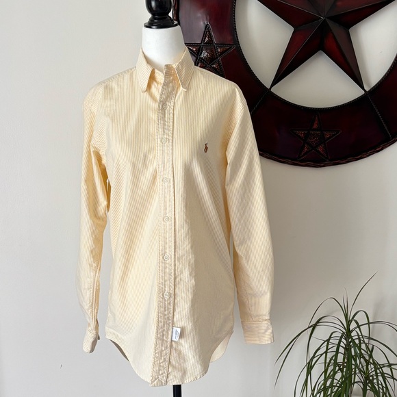 Ralph Lauren Tops - Polo Ralph Lauren Vintage Custom Preppy Yellow Stripe Classic Oxford Shirt Sz S